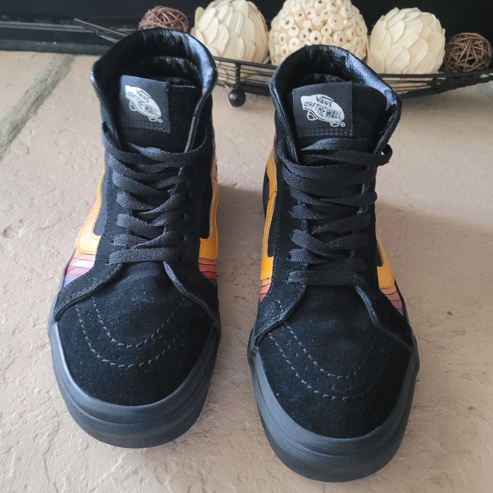 Size 6 Vans Off The Wall Sk8-Hi Top Refract Black Multi Rainbow Unisex Sneakers